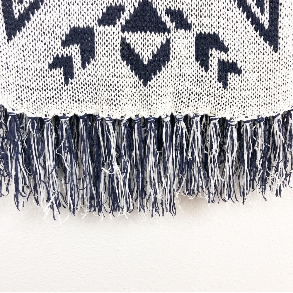 Flying Tomato | Navy and White Knit Fringe Tank - Picture 3 of 5